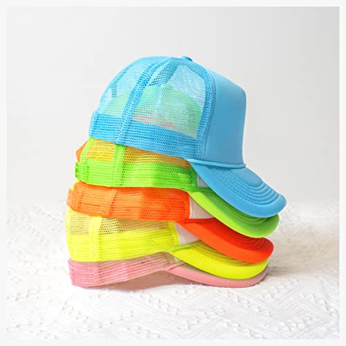 Classic Foam Trucker Hat Summer Mesh Cap Solid Two Toned Blank Foamhead Hat For Mens Womens Adjustable Strap Light Weight (Neon Orange) #TOP2