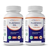 Vitamatic 2 Pack Flaxseed Oil 1200mg 120 from Cold Pressed Flax Seed - 675 mg of ALA Omega 3 Fatty Acids for Improving Heart Health