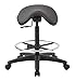 Office Star Drafting Backless Stool with Saddle Seat, Foot Ring, Adjustable Seat Angle and Pneumatic Height Adjustment, Dillon Black Faux Leather