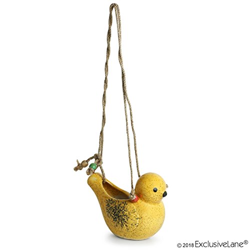 Image of ExclusiveLane Ceramic Balcony Decorative Hanging Cum Garden Decor Hanging Planter (Yellow) (El-021-015), 1 Piece