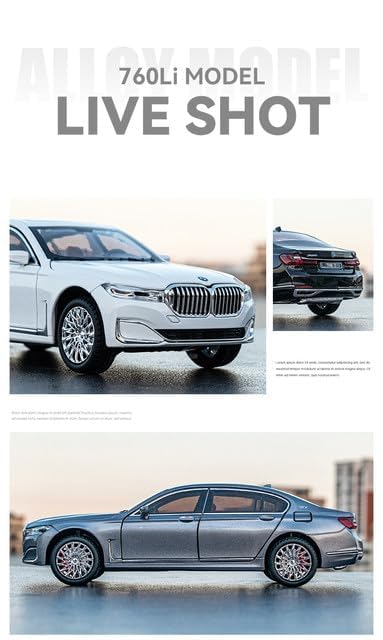 Image of Play Boy 1:24 BM 760Li Model Diecast Metal Alloy Pullback Toy Vehicle with Openable Doors Light and Music Car for Kids (Multicolor)