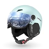 LUMDEER Leichter und Sicherer Skihelm mit Visier für Herren und Damen Ski Helm UV 400 Schutz Snowboardhelm mit Brille für Klare Licht Skihelme Aircon Belüftungssystem 56-61 cm Blau