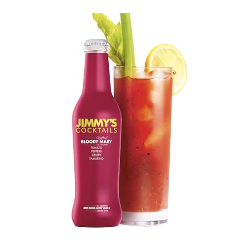 Image of Jimmy's Cocktails Bloody Mary Mixer - Pack of 8, Vodka-Ready Classic Cocktails & Mocktail Base, Non-Alcoholic, Mix & Drink