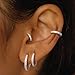 MILACOLATO 925 Sterling Silver Earrings for Women, Sterling Silver Filled Small Huggie Hoop Earrings Sets for Multiple Piercing Hypoallergenic Jewelry, CZ Cartilage Earrings Stacks Trendy Jewelry Gifts, 4 Pairs
