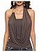 Floerns Women's Going Out Tops for Women Draped Front Halter Tops Beaded Backless Sleeveless Y2k Tank Tops Coffee Brown Large