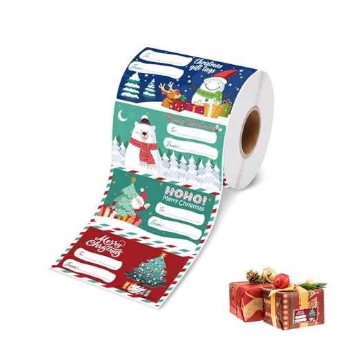 500 Stück Aufkleber Weihnachten, Weihnachtsaufkleber Selbstklebend, Christmas Geschenkaufkleber, Aufkleber Etiketten für Umschlag Verpackung Geschenk Geschenktüten Weihnachtskarten (1 Rolle)