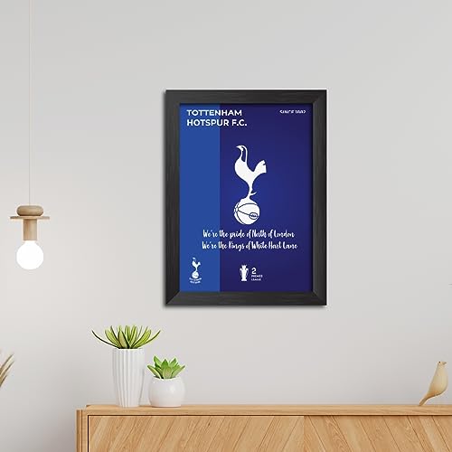 Image of TenorArts Tottenham Hotspur Football Club Poster White Logo Laminated Photo Frame Painting with Matt Finish Black Textures(12 inches x 9inches)