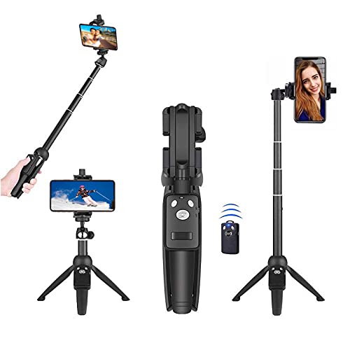 Tripod Monopod Selfie Stick 40 Inch With Wireless Remote Shutter Control Phone Clip Holder，Compatible With Iphone 14 13 12 11 Pro Max Xs X 8 7 6 Plus,Samsung Galaxy S23 S22 S21 S20 S10 S9,Gopro #TOP20