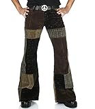  Comycom Herren Patchwork Cord Schlaghose Braun 70er Retro 36/32