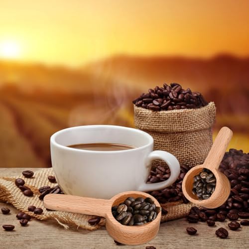 Dokeno Kaffeedosierlöffel Holz, 2 Stück Kaffeelöffel Portionierer Holz Kaffee Messlöffel Buche für Mehl/Teeblatt/Kaffeebohnen/Süßigkeiten/Gewürze -1 Esslöffel, 20ml/8g