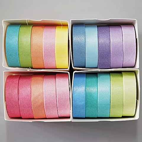 TOHOCH Macaron Washi Tape Set, 20 Rolls Pastel Solid Colors Decorative Tape for DIY Crafts and Arts, 10mm Wide Writable Nature Colored Tape Aesthetic Cover