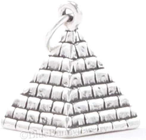 Pyramid Egyptian Egypt Travel Jewelry Pendant Charm Sterling Silver 925 3D - Jewelry Making DIY Crafting Charm Beads for Bracelets