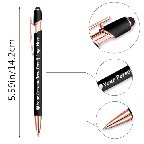 STREADVE-Personalized-Custom-Pens-10-Engraved-Writing-Pen-with-Name-Logo-Customized-Promotional-Items-Stylus-Pen-Gifts-for-Men-Women-Realtor-Nurse-Wedding-Business-Black