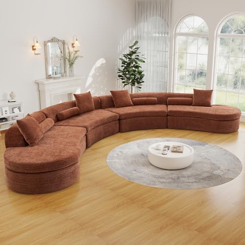 SUJOUCRAFT Mid-Century Modern 260" Curved Modular Sectional Sofa, Extended 4-Seater