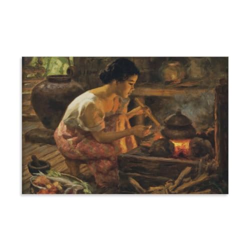 Lienzo Decorativo Fernando Amorsolo de 16x24 Pulgadas para Sala de Estar Moderna