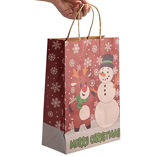 Joyin 24 Pcs Gift Bags For Christmas 8 X 10 X 4'' Kraft Paper Bags With 6 Christmas Characters Design Scratch Paper Gift Bag For Present Wrap Décor, Christmas Goody Bags, Xmas Party Supplies Bags #TOP4