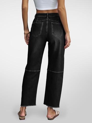 Genleck Barrel Jeans Women Wide Leg - Vintage Baggy Ripped Jeans Y2k Boyfriend Ankle Denim Pants4