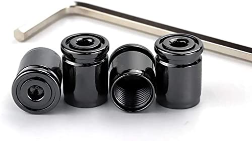 4 Piezas Tapones de Válvula de Aleación de Aluminio,Tapas de Las Válvulas de Aire de los Neumáticos del Coche,Tapones de Válvula Antirrobo, para SUV, Moto,Camiones,Bicicletas(Negro) Cover