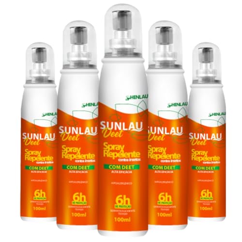 Kit 5 Repelente de inseto Sunlau Deet 15% em Spray 6h 100ml