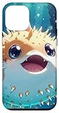 Installation facile Coque pour iPhone 12 mini Image d\'anime Happy Puffer Fish