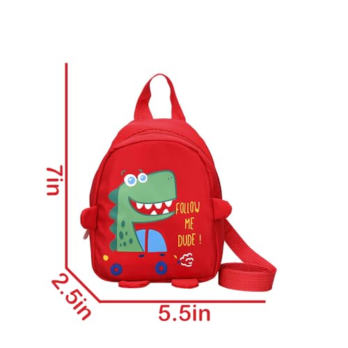 Kids Toddler Mini Backpack for Girls Boys Cartoon Dinosaur Cars Bookbag with Anti-Lost Harness Preschool Travel Bags (Red)4