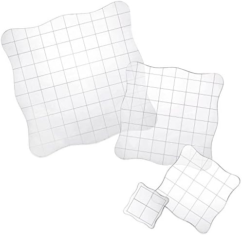 Whaline 4 Pieces Stamp Blocks with Grid and Grip, Acrylic Clear Stamping Blocks Set Essential Stamping Tools for Scrapbooking Crafts Making