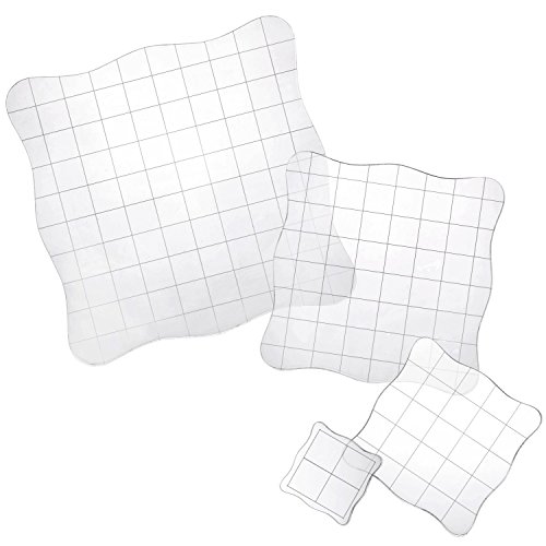 Whaline 4 Pieces Stamp Blocks with Grid and Grip, Acrylic Clear Stamping Blocks Set Essential Stamping Tools for Scrapbooking Crafts Making
