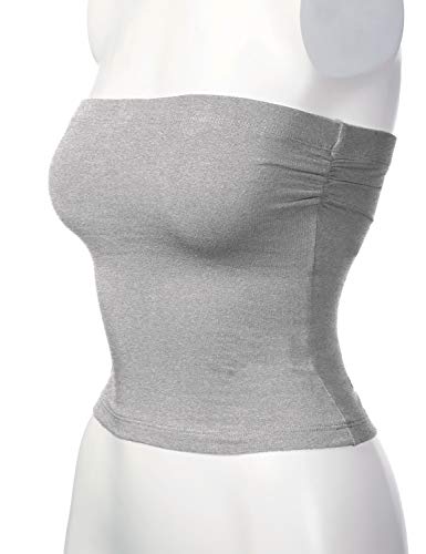 Image of Women's Shapewear Tube Tops Strapless Ruched Built-in Shelf Bra Casual