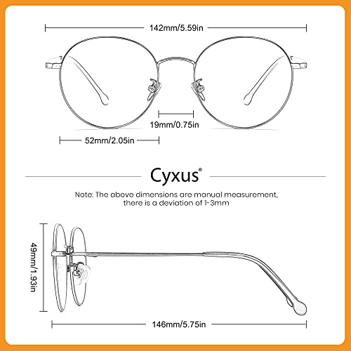 Image of Cyxus Blue Light Blocking Glasses Round Metal Frame Computer Glasses | Blue light blocking glasses featuring round metal frame, comfortable fit and versatile use for work, study and entertainment