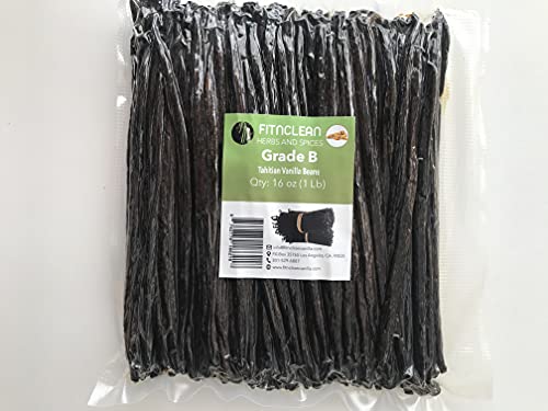 Image of 1 Lb Tahitian Grade B Vanilla Beans for Extract and All Things Vanilla| 4 inch-7 inch by FITNCLEAN VANILLA for Paste and Baking Whole NON-GMO Bourbon Pods (16 oz)