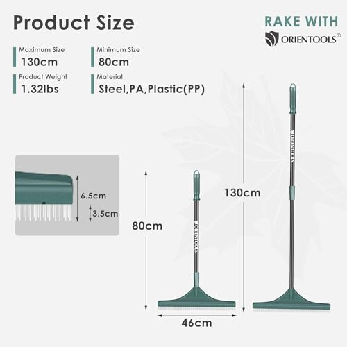 ORIENTOOLS Grass Rake for Artificial Grass, Turf Rake Artificial Lawn Brush with Adjustable Steel Handle 80 to 130 CM Garden Tools Fake Grass Brush for Lawns and Carpet 2 ORIENTOOLS Grass Rake for Artificial Grass, Turf Rake Artificial Lawn Brush with Adjustable Steel Handle 80 to 130 CM Garden Tools Fake Grass Brush for Lawns and Carpet - Image 2