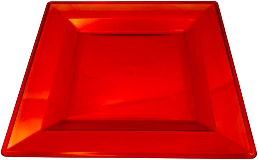 Party Outlaw 35-Pack Square Plastic Plates 7x7 Inch – Reusable Heavy-Duty BPA-Free Serving Plates – Elegant Party Supplies for Weddings, Catering, Birthdays, Events, Made in USA