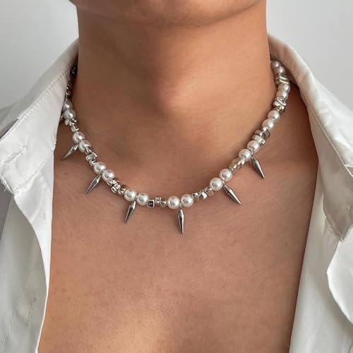 Collier ras-du-cou punk irrégulier aux reflets argentés CCB