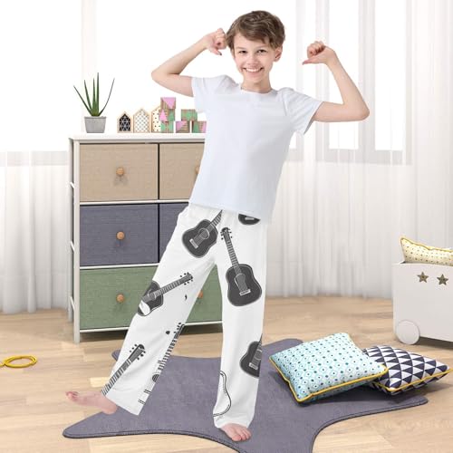 ZZXXB Guitar and Music Note Boys Long Pants Soft Trousers Elastic Waist Kids Lounge Bottoms with Pockets S-XL 5