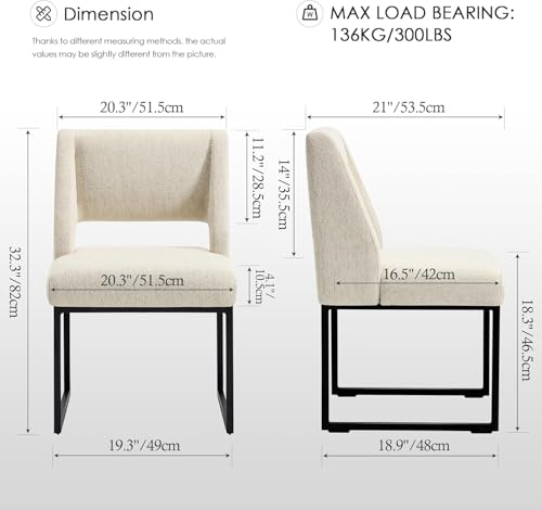 Image of Zesthouse Upholstered Dining Chairs Set of 4, Modern Dining Room Chairs with 4.1 inch Thickened Cushion & Metal Legs, Beige Linen Fabric Kitchen Chair with Padded High Back, Heavy Duty Kitchen Chair