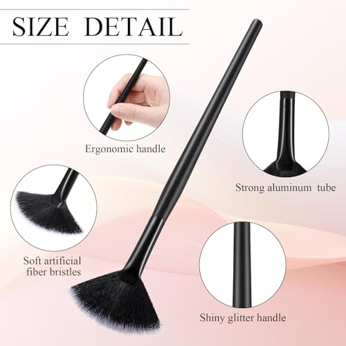 Image of 9 Pieces Facial Fan Mask Brushes, Soft Facial Applicator Brushes Tools for Peel Glycolic Makeup for Mud Cream(Black with White)
