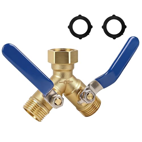 Triumpeek-2-Way-Garden-Hose-Splitter-Solid-Brass-Y-Connector Triumpeek 2-Way Garden Hose Splitter, Solid Brass Y Connector - Image 1