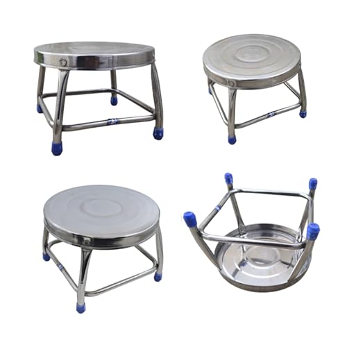 Image of Goodselite Round Stainless Steel Stool with Anti-Slip Feet uses Bathroom, Livin Room, Balcony, puja Rooms, Commercial uses, Transport Seating, Kids Seating.