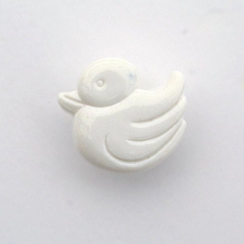 Lot de 6 x Boutons Canard 14mm : Attache Dos - Blanc Cover