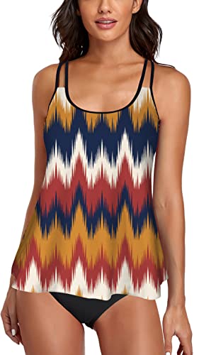 Omichic Modest Tankini Sets For Women's Swimsuits 2 Piece Athletic Bathing Suits Flowy Tank Top With Bikini Bottom #TOP22