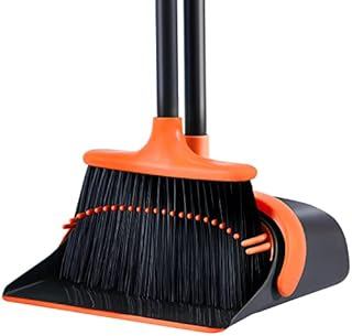 SANGFOR Broom and Dustpan Set for Home, Long Handle Broom with Dustpan Combo