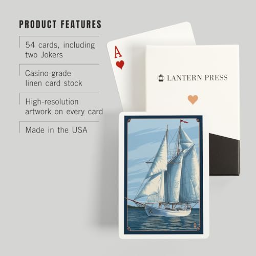 Baraja de póker Schooner Sailboat, 52 cartas para adultos miniatura 3