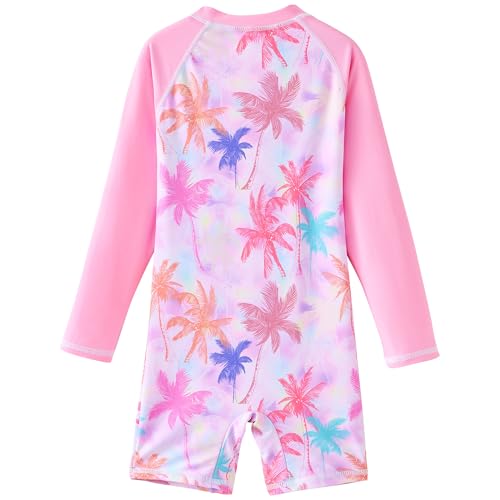 Image of UMELOK Girls Long Sleeve Rash Guard One Piece Swimsuits with UV Protection Sunsuit