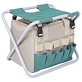 Stonehomy Folding Garden Stool with Garden Storage Tote Bag, Portable Sturdy Gardener Bag with Seat...