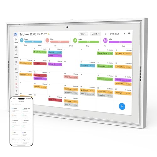 Smart Digital Calendar: 15.6-Inch Electronic Wall Calendars & Chore Chart, Full HD Interactive Touchscreen Display for Family Schedules Planner,Seamless Scheduling/Organizing-Wall/Desk Mountable