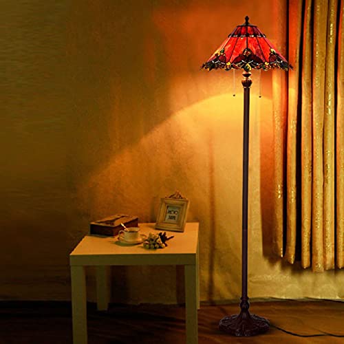 Image of Mission Lamp Shade Replacement Green Red White Tiffany Stained Glass Lampshade Only with Cap Fit for Table Lamp Floor Lamp Reading Desk Lamp Ceiling Pendant Light Chandelier,Red,13in