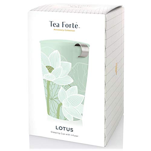 Tea Forte Lotus Kati Steeping Cup, 12Oz Ceramic Tea Infuser Mug With Lid For Steeping Loose Leaf Tea, Tea Infuser Cup For Tea Lovers, Tea Gifts #TOP1