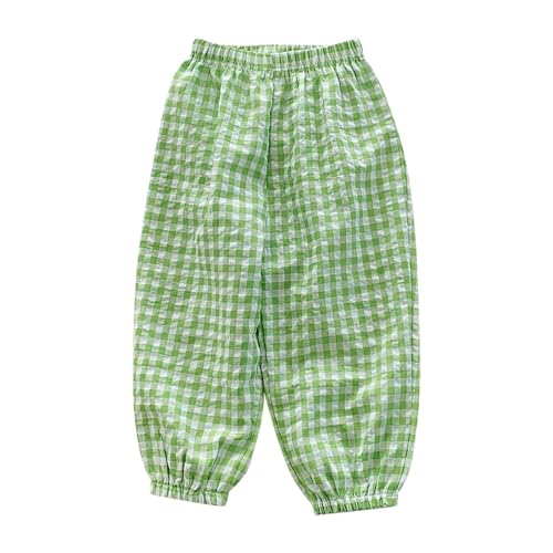 Toddler Pull Up Loose Gingham Girls Pants Summer Fall Cute Cotton L Atern Breathable Pants for 2-8 Years