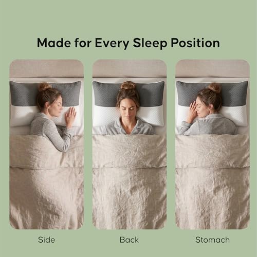 Image of DALUCI Hollow Fiber Sleeping Pillow Set of 4 | Adjustable Height | Soft & Fluffy Bed Pillows for Sleeping | White & Grey | 27 x 16 Inches