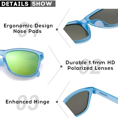 COASION Polarized Sunglasses for Women Men - UV400 Protection Classic Retro Square Trendy Sun Glasses (Blue Frame/Mirrored Gold Lens) — view 4